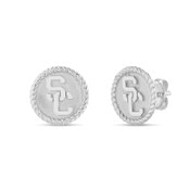 USC Trojans Sterling Silver SC Interlock with Rope Border Post Earrings